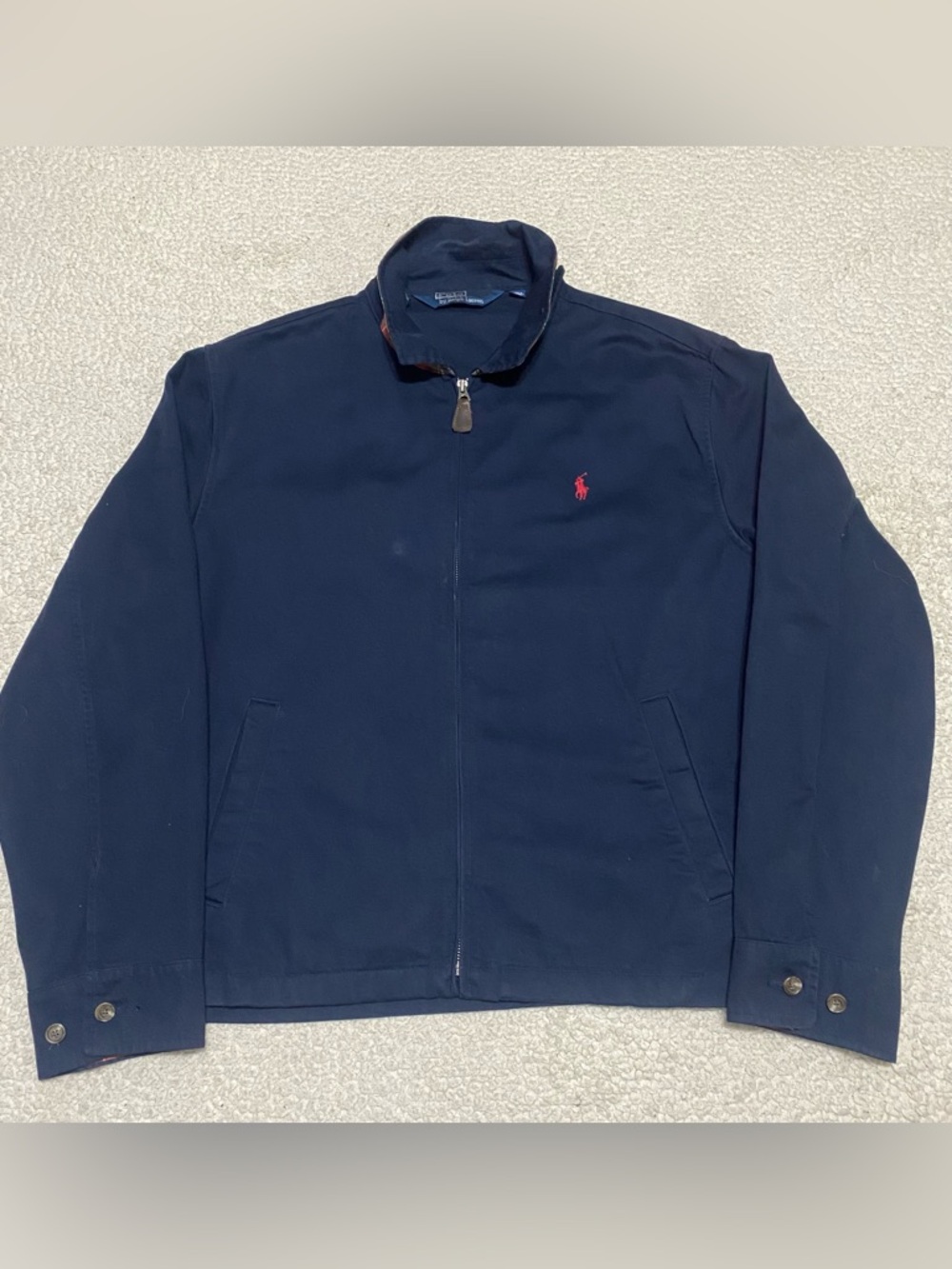 Vintage Polo Ralph Lauren Harrington Jacket Mens XL Blue Field Bomber Plaid